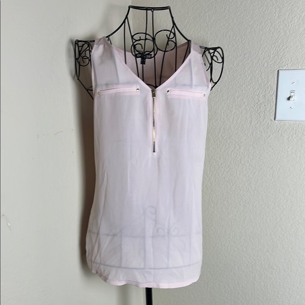 Light Pink Sleeveless Blouse with Zipper Detail